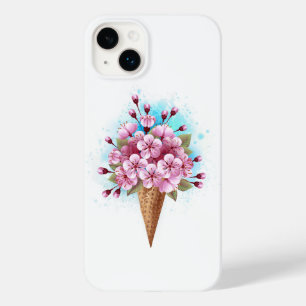 Coque Pour iPhone 14 Plus Cône rose Sakura crème glacée gaufre