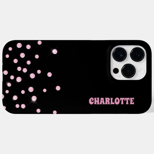 Coques Case-Mate iPhone Confetti en diamant rose (Verso (horizontal))