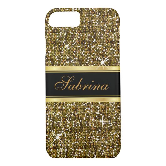 Coques Case-Mate iPhone Confetti Gold Parties scintillant avec accents Gol (Dos)