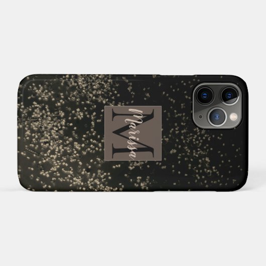 Coques Case-Mate iPhone Confetti Monogram Chic Gold (Dos (Horizontal))