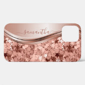 Coques Case-Mate iPhone Confetti Stars Rose Gold Nom manuscrit métal (Verso (horizontal))