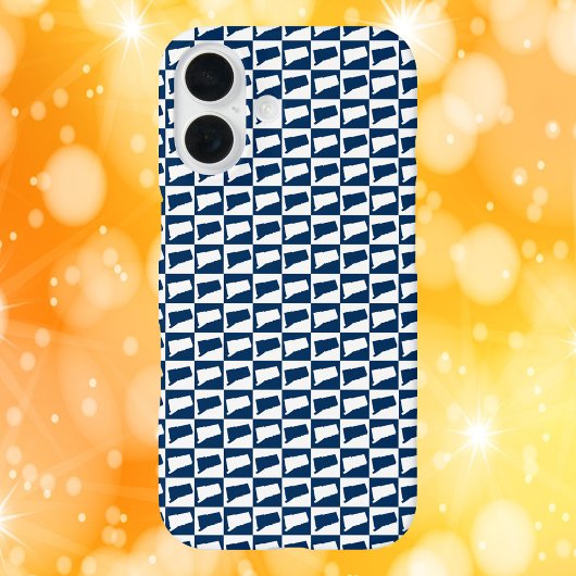 Coques Case-Mate iPhone Connecticut State Silhouette Pattern Blue White