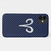 Coques Case-Mate iPhone Connexion Zodiac Aries pour la flotte Blue Carbon (Dos (Horizontal))