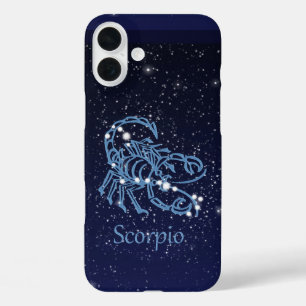 Coques iPhone 16 Plus Constellation du Scorpion et signe du zodiaque ave