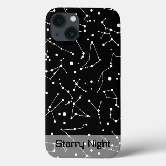 Coques Case-Mate iPhone Constellations en blanc dans l'espace noir (Verso)