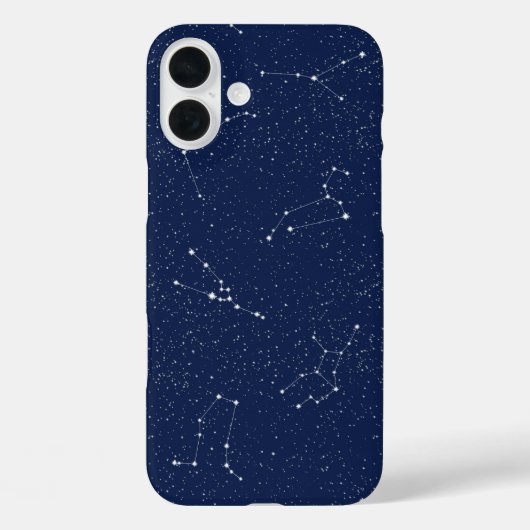 Coques Case-Mate iPhone Constellations Zodiac avec ciel étoilé bleu foncé (Verso)