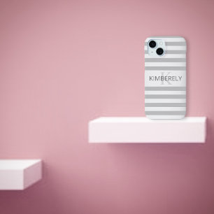 Coque Pour iPhone 15 Contemporain Faux Argent Ombre Gris