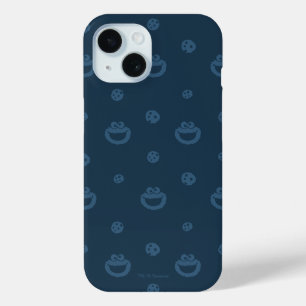 Coque Pour iPhone 15 Cookie Monster et Cookies Blue Navy Motif