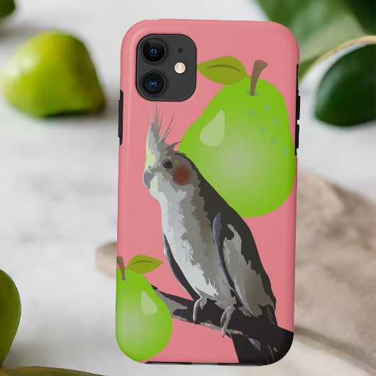 Coques Case-Mate iPhone Cool Animal Cockatiel Oiseau, Fruit Pear Vert rose