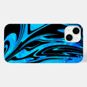 Coques Case-Mate iPhone Cool Aqua et Black Liquid Wave (Verso (horizontal))