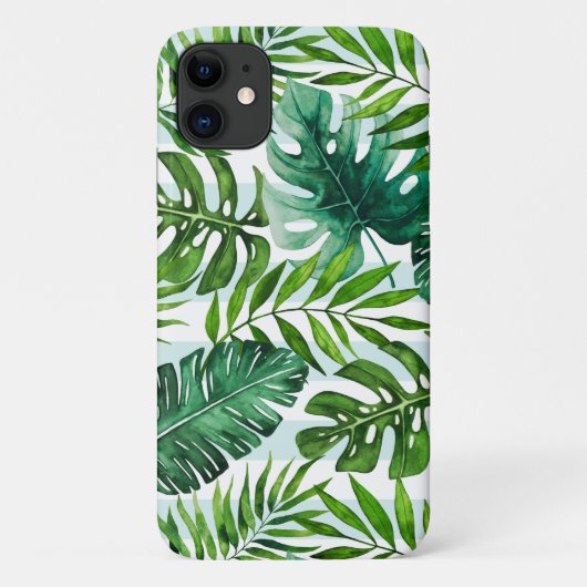 Coques Case-Mate iPhone Cool Aquarelle Tropical Vert Feuilles (Dos)