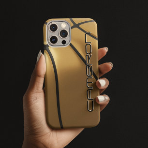 Coques iPhone 16 Cool Basketball Nom Or & Noir