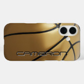 Coques Case-Mate iPhone Cool Basketball Nom Or & Noir (Verso (horizontal))
