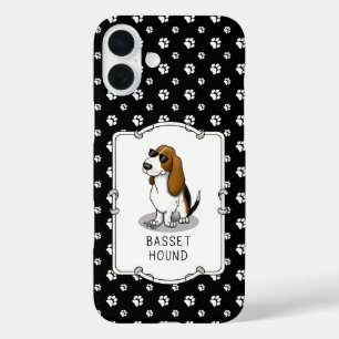 Coques iPhone 16 Plus Cool Basset Hound chien et lunettes de soleil (tri