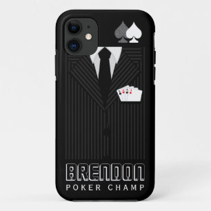 Coque Case-Mate Pour iPhone Cool Black Pinstripe Costume Poker Champ Casino