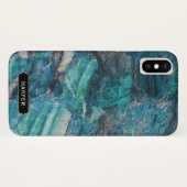 Coques Case-Mate iPhone Cool Bleu Abstrait Motif en marbre avec nom (Dos (Horizontal))