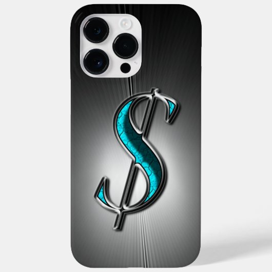 Coques Case-Mate iPhone Cool Bling Turquoise Argent Signe Dollar Imprimé (Verso)