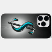 Coques Case-Mate iPhone Cool Bling Turquoise Argent Signe Dollar Imprimé (Verso (horizontal))