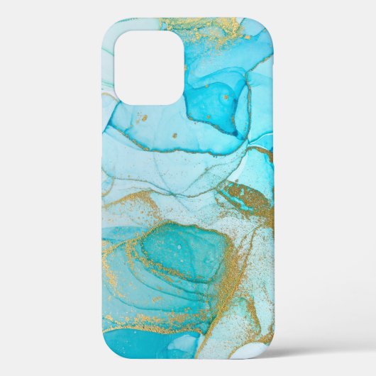 Coques Case-Mate iPhone Cool Blue Gold Unique Aquarelle Motif (Verso)
