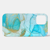 Coques Case-Mate iPhone Cool Blue Gold Unique Aquarelle Motif (Verso (horizontal))
