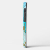 Coques Case-Mate iPhone Cool Blue Gold Unique Aquarelle Motif (Verso / Gauche)