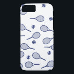 Case-Mate iPhone Case Cool Blue Retro Raquettes Motif Joueur de tennis<br><div class="desc">Classic Elegant Minimal Navy Blue Tennis Rackets Motif Pour Lui | Summer Pastel Tennis Court. Cadeau pour joueur de tennis, match de tennis en raquette marine sur un arrière - plan blanc. Cadeau personnalisé pour un joueur de tennis. Joueurs de tennis branchés décoration maison. Des cadeaux de joueurs de tennis...</div>