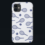 Case-Mate iPhone Case Cool Blue Retro Raquettes Motif Joueur de tennis<br><div class="desc">Classic Elegant Minimal Navy Blue Tennis Rackets Motif Pour Lui | Summer Pastel Tennis Court. Cadeau pour joueur de tennis, match de tennis en raquette marine sur un arrière - plan blanc. Cadeau personnalisé pour un joueur de tennis. Joueurs de tennis branchés décoration maison. Des cadeaux de joueurs de tennis...</div>