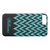 Coques Case-Mate iPhone Cool chevron zigzag paon bleu faux parties scintil (Dos (Horizontal))