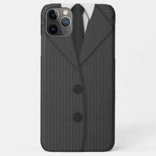 Coque iPhone 11 Pro Max Cool Classic gris foncé Pinstripe et Cravate