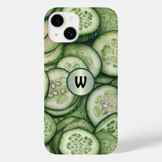 Coques Case-Mate iPhone Cool comme concombre Green Veggie Monogramme (Verso)