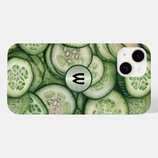 Coques Case-Mate iPhone Cool comme concombre Green Veggie Monogramme (Verso (horizontal))