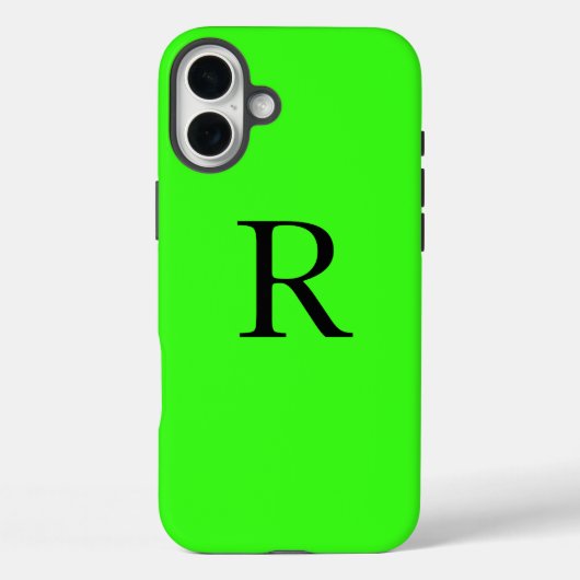 Coques Case-Mate iPhone Cool couleur unie vert néon initial (Verso)