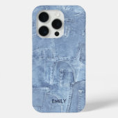 Coques Case-Mate iPhone Cool Cute Blue Jean Effet Nom personnalisé (Verso)