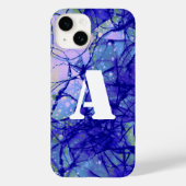 Coques Case-Mate iPhone Cool d'art Abstrait Monogram Blue (Verso)