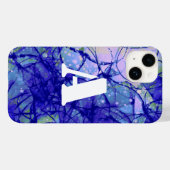 Coques Case-Mate iPhone Cool d'art Abstrait Monogram Blue (Verso (horizontal))