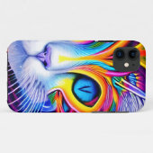 Coques Case-Mate iPhone COOL d'art généré par IA Blue Eyed Abstrait Chat (Dos (Horizontal))