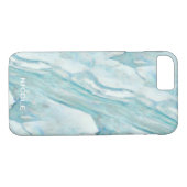Coques Case-Mate iPhone Cool en marbre bleu Motif avec votre nom (Dos (Horizontal))