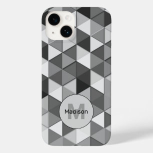 Coque Pour iPhone 14 Cool en niveaux de gris triangle géométrique motif