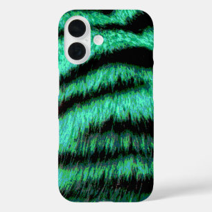 Coques iPhone 16 Cool Green Neon Tiger Stripes