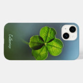 Coques Case-Mate iPhone Cool Green Real Lucky Four Leaf Clover avec nom (Verso (horizontal))