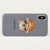 Coques Case-Mate iPhone Cool Hipster Bulldog | Ajouter Votre Nom (Dos (Horizontal))