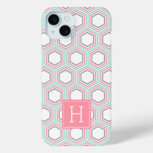 Coque iPhone 15 Mini Cool Honeypeb Motif et Coral Monogramme