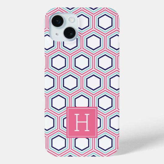 Coques Case-Mate iPhone Cool Honeypeb Motif et Monogramme rose (Verso)