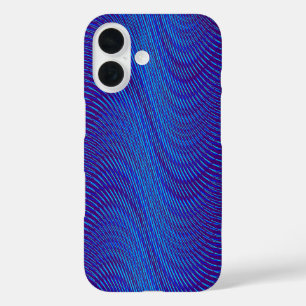 Coques iPhone 16 Cool Moiré Effet Abstrait bleu psychédélique Tripp