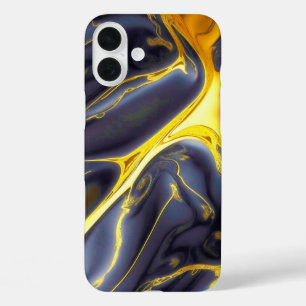 Coques iPhone 16 Plus Cool noir or fondu marbre fluide texturé