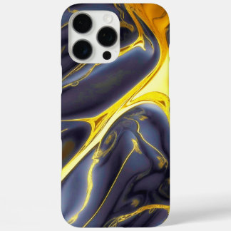 Coques iPhone 16 Pro Max Cool noir or fondu marbre fluide texturé
