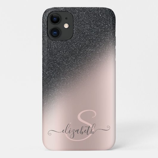 Coques Case-Mate iPhone Cool noir Parties scintillant Ombre Rose or Monogr (Dos)