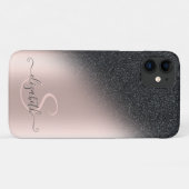 Coques Case-Mate iPhone Cool noir Parties scintillant Ombre Rose or Monogr (Dos (Horizontal))