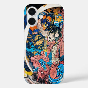 Coques iPhone 16 Cool oriental japonais ancien Samurai démon combat