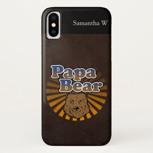 Coques Case-Mate iPhone Cool Papa Bear, Brown/Bleu/Gold Papa Cadeau (Dos)